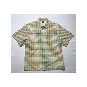 Vertx Men's Short Sleeve Green Yellow Plaid Tactical Snap Shirt - L